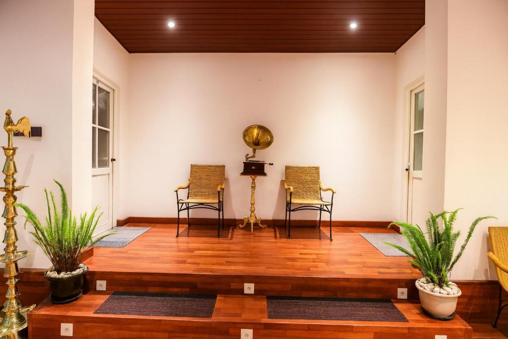 The tea corner and traditional brass lamp